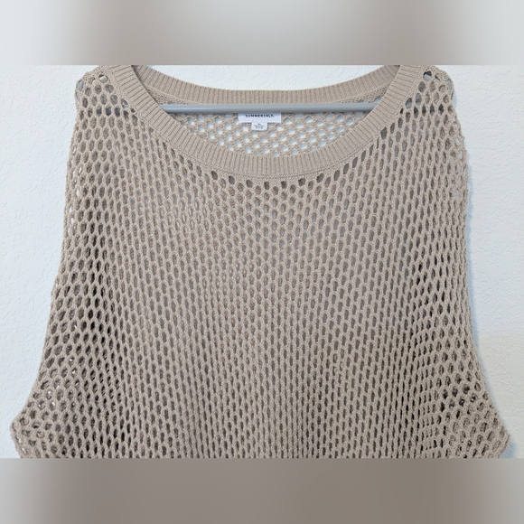 Summersalt Tan Natural Cotton Knit Long Sleeve The Fishnet Crewneck Cover-Up XL - Picture 6 of 10